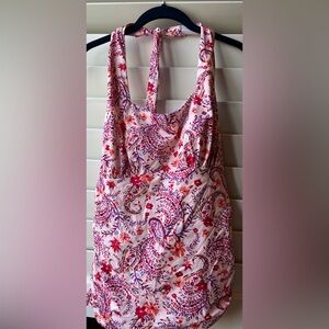 Lands’ End - NWT - Correct size 14 - Cream/Orange Floral Women's TANKINI